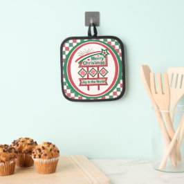 Merry Christmas Retro Marquee – Joy to the World 鍋敷き