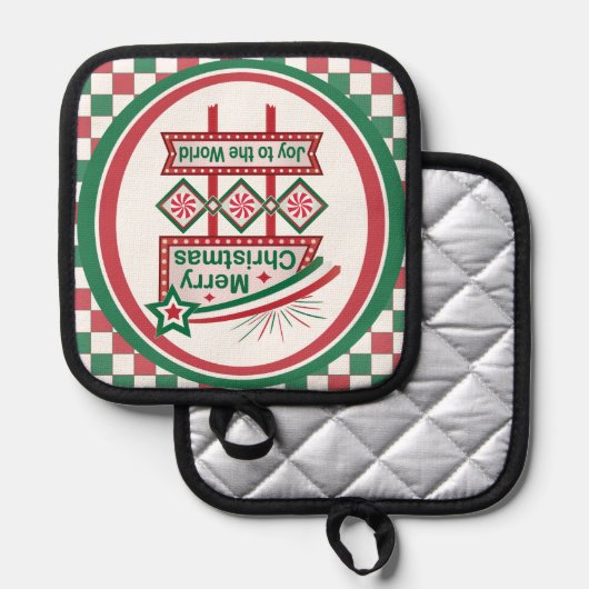 Merry Christmas Retro Marquee – Joy to the World 鍋敷き (正面/裏面)