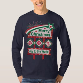 Merry Christmas Retro Marquee – Joy to the World Tシャツ