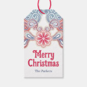 Merry Christmas retro Red and Blue ギフトタグ (正面)