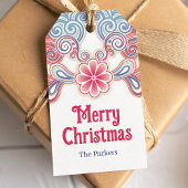 Merry Christmas retro Red and Blue ギフトタグ