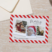 Merry Christmas Retro Script — 3 Photo  Holiday Ca 箔シーズンカード
