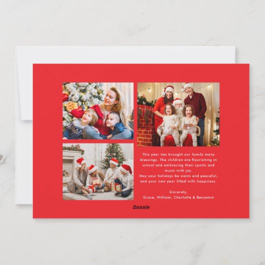 Merry Christmas Retro Script | Custom Four-Photo シーズンカード (裏面)