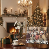 Merry Christmas Retro Script | Custom Four-Photo シーズンカード