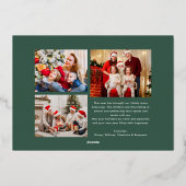 Merry Christmas Retro Script | Custom Four-Photo 箔シーズンカード (裏面)