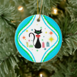 Merry Christmas Retro Siamese Cat セラミックオーナメント<br><div class="desc">With these Mid-Century Modern Siamese Cat,  a delightful hourglass design makes a fun accent for your Christmas tree.</div>