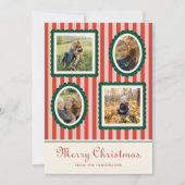 Merry Christmas Retro Striped 4 Photo  シーズンカード (正面)