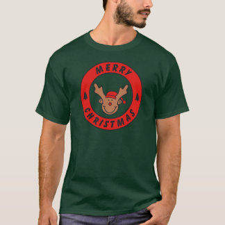Merry Christmas Rudolf Rentier mit baum Tシャツ