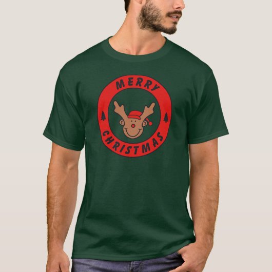 Merry Christmas Rudolf Rentier mit baum Tシャツ (正面)