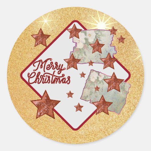 Merry Christmas Runder Aufkleber ラウンドシール (正面)