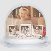 Merry Christmas Rustic Floral 4-Photo Snow Globe (正面)