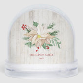 Merry Christmas Rustic Floral 4-Photo Snow Globe (裏面)