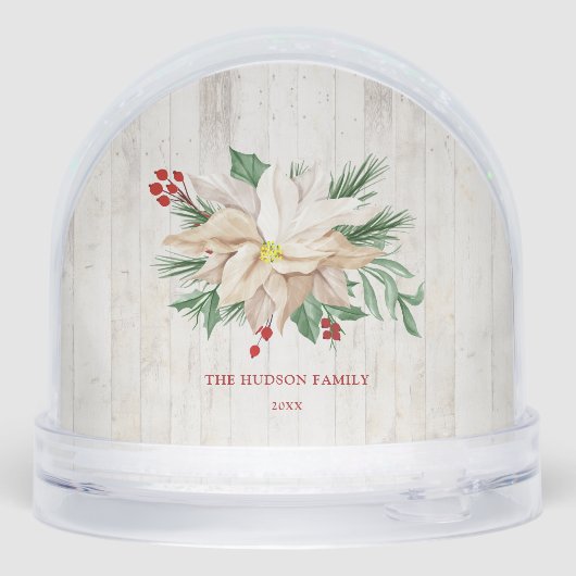 Merry Christmas Rustic Floral 4-Photo Snow Globe (裏面)