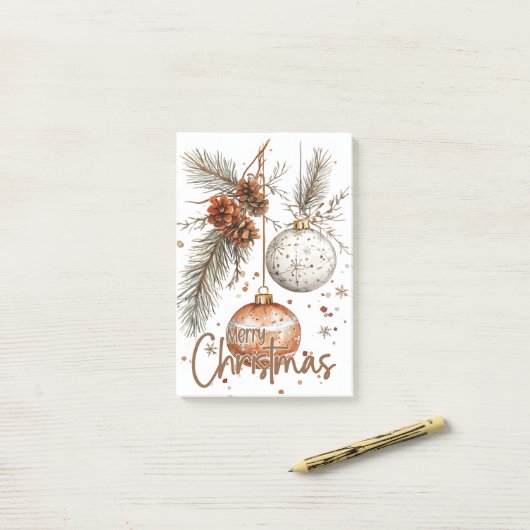 Merry Christmas Rustic Greeting ポストイット (デスク上)