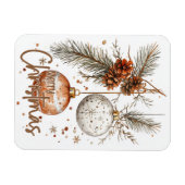 Merry Christmas Rustic Greeting マグネット (横)