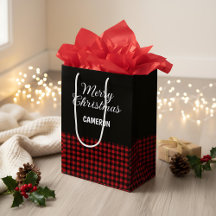 Merry Christmas Rustic Red & Black Buffalo Plaid