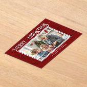 Merry Christmas Rustic Red Family Photo アクリル招待状 (レイダウン)