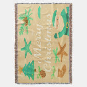 Merry Christmas Sage Green スローブランケット (正面縦)