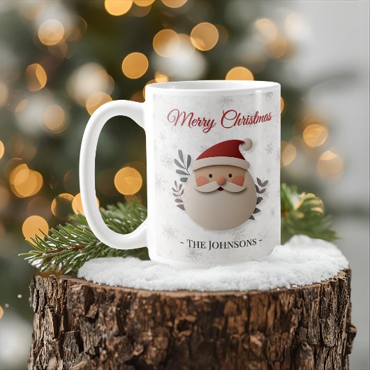 Merry Christmas Santa – お名前入りホリデー コーヒーマグカップ