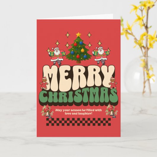 Merry Christmas Santa カード (黄色い花)