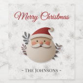 Merry Christmas Santa – クリスマスのお名前入り ワインラベル (シングルラベル)