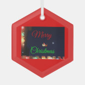 Merry Christmas Santa and Rudolph ガラスオーナメント (正面)