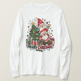 Merry Christmas Santa & Christmas Tree Holiday Des Tシャツ