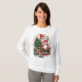 Merry Christmas Santa & Christmas Tree Holiday Des Tシャツ (正面フル)