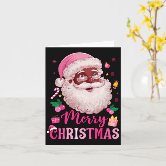 Merry Christmas Santa Claus Black Afro African Ame カード (黄色い花)