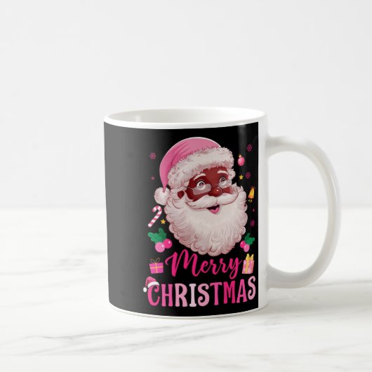 Merry Christmas Santa Claus Black Afro African Ame コーヒーマグカップ (右)