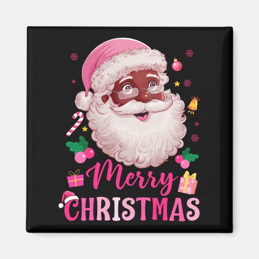 Merry Christmas Santa Claus Black Afro African Ame マグネット (正面)