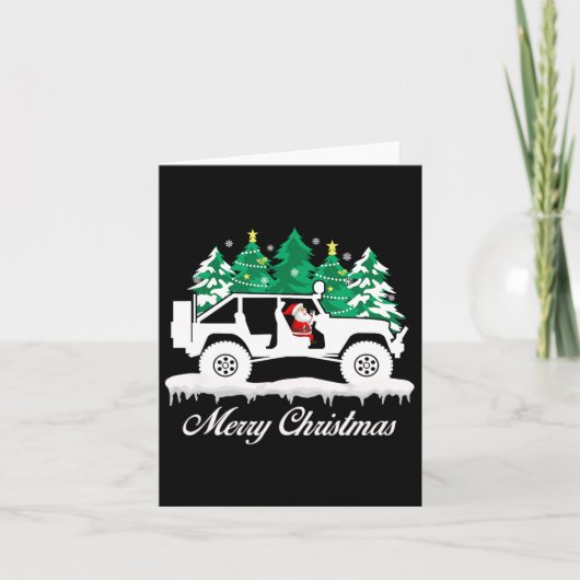 Merry Christmas Santa Claus Driving 4x4 Offroad Ve カード (正面)