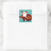 Merry Christmas: Santa Claus Holding Sack of Gifts スクエアシール (バッグ)
