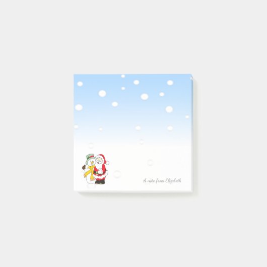 Merry Christmas,Santa Claus ,Snowman - 名前入り ポストイット (正面)