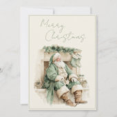 Merry Christmas Santa Claus Vintage Christmas シーズンカード (正面)