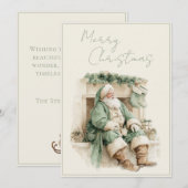 Merry Christmas Santa Claus Vintage Christmas シーズンカード (正面/裏面)
