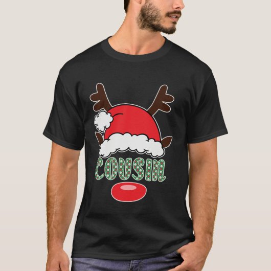Merry Christmas Santa Cousin Antlers Tシャツ (正面)