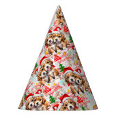 Merry Christmas Santa Dog Puppy Design パーティーハット (左)