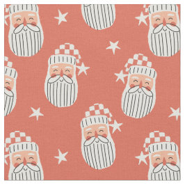 Merry Christmas - Santa Face nursery winter Star  ファブリック