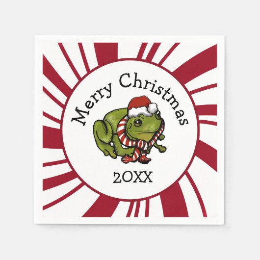 Merry Christmas Santa Frog スタンダードカクテルナプキン (正面)