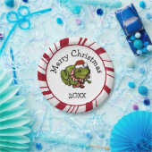 Merry Christmas Santa Frog Plates ペーパープレート (パーティー)