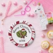 Merry Christmas Santa Frog Plates ペーパープレート (パーティー)
