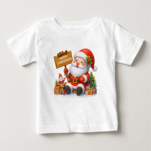 Merry Christmas Santa Funny T-Shirt. ベビーTシャツ (正面)