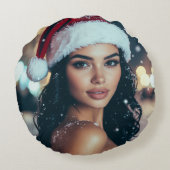 Merry Christmas - Santa Girl ラウンドクッション (裏面)