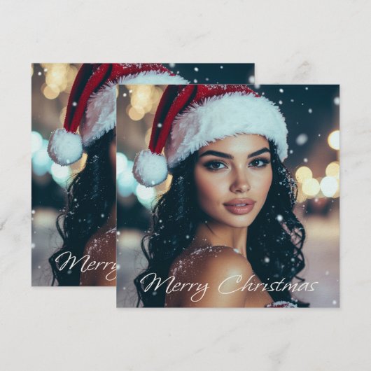 Merry Christmas - Santa Girl -  招待状 (正面/裏面)