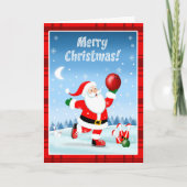 Merry Christmas Santa Happily Bowling カード (正面)