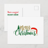 Merry Christmas Santa Hat ポストカード (正面/裏面)