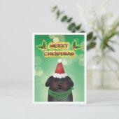 Merry Christmas Santa Hat Dog シーズンポストカード (スタンド正面)