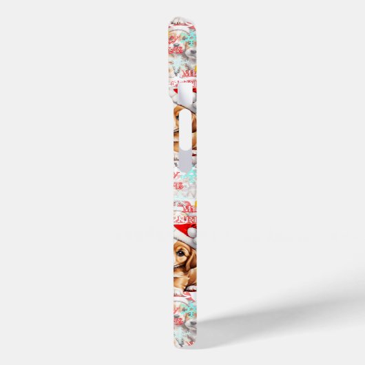Merry Christmas Santa Hat Dog Puppy Design - White Case-Mate iPhoneケース (裏面 / 左)