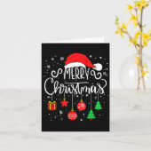 Merry Christmas Santa Hat Lights Funny Xmas Family カード (黄色い花)